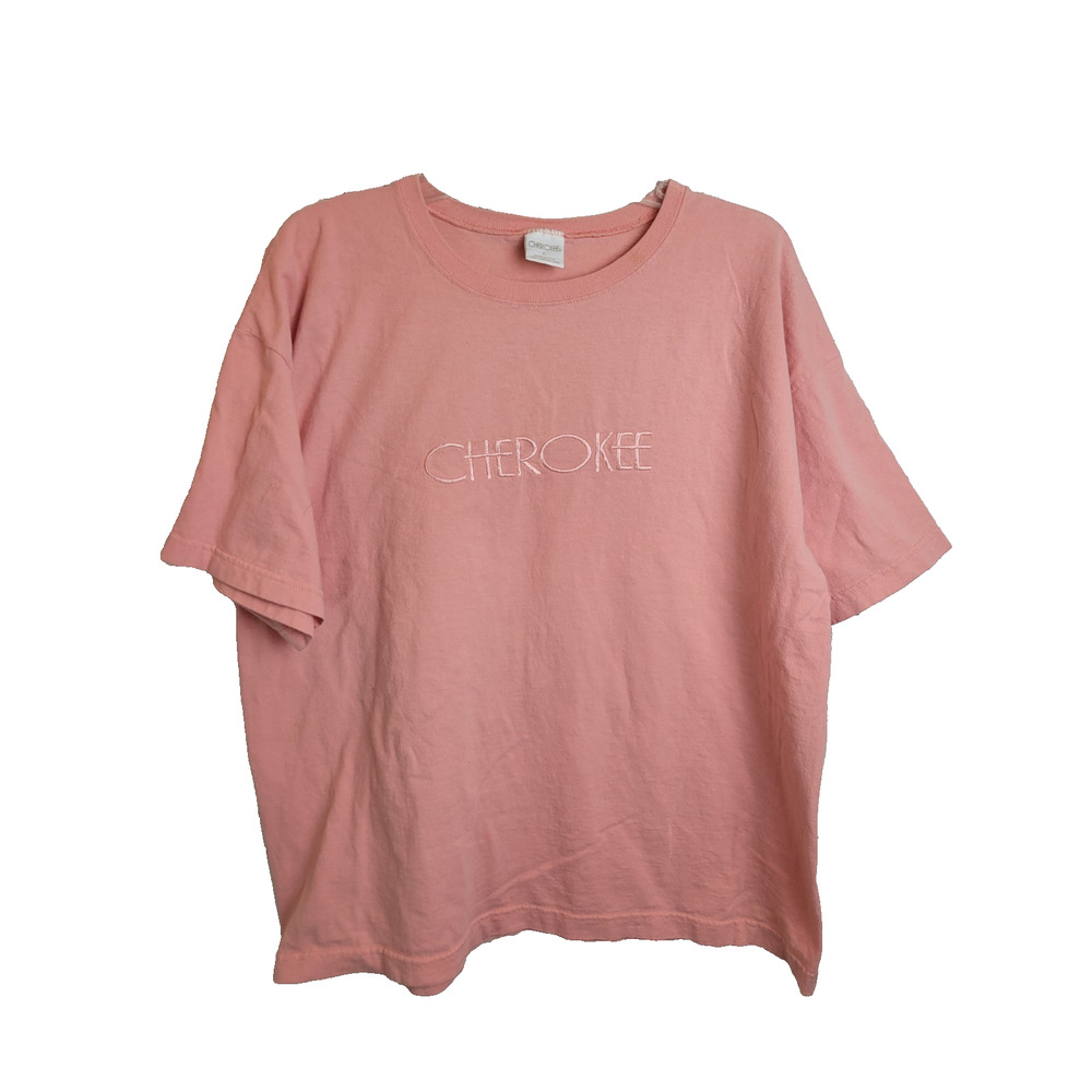 Vtg Cherokee Melon Embroider Logo Short Sleeve‎ T-Shirt Unisex Large Oversized